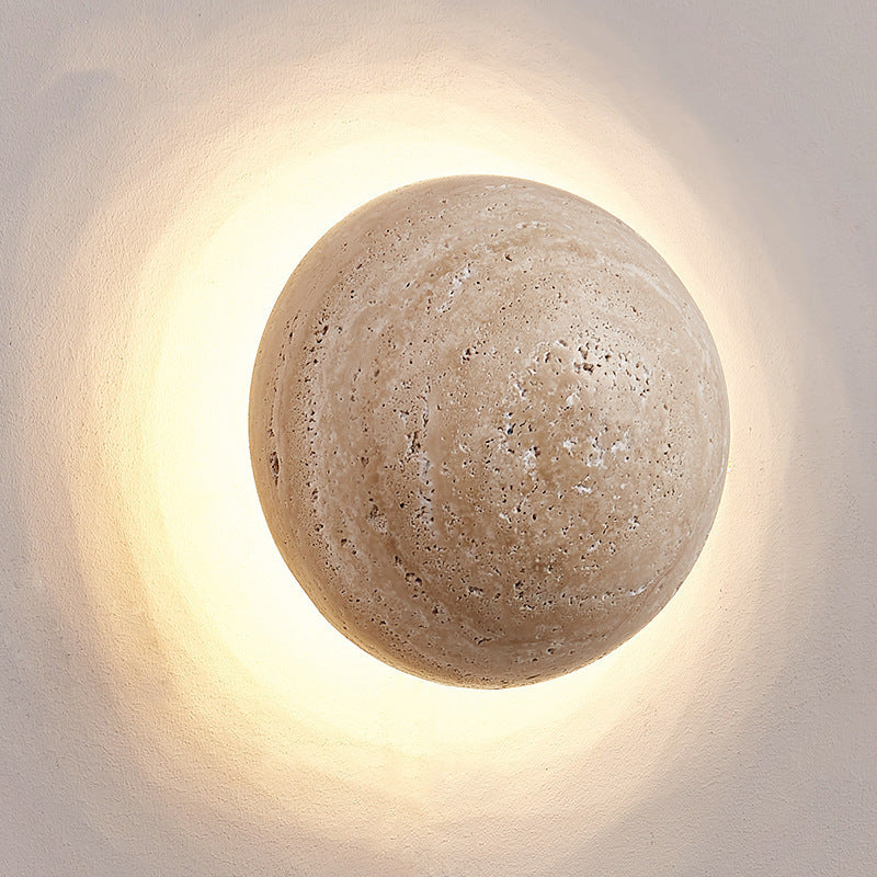 Beige Travertine Wall Sconce Moon Phase Night Light