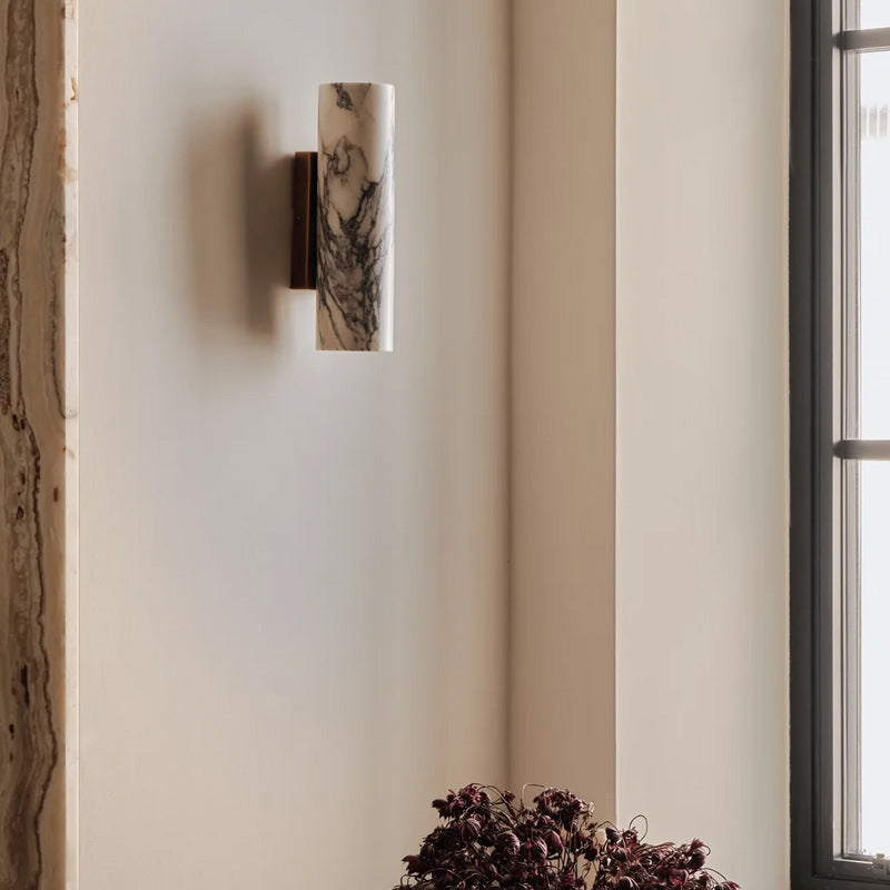 Arabescato White Column Marble Sconces