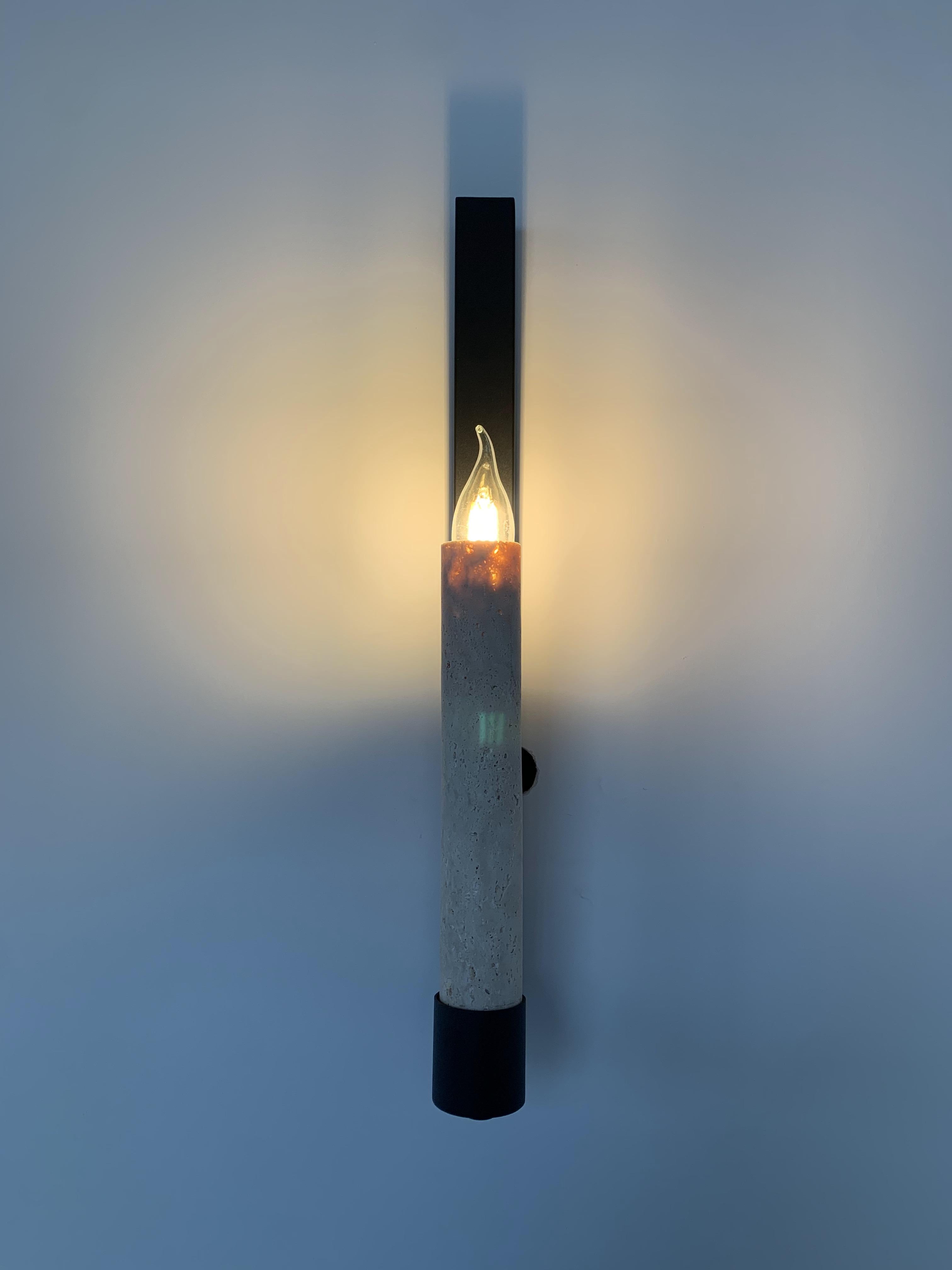 Candle Lighting Beige Travertine Sconces