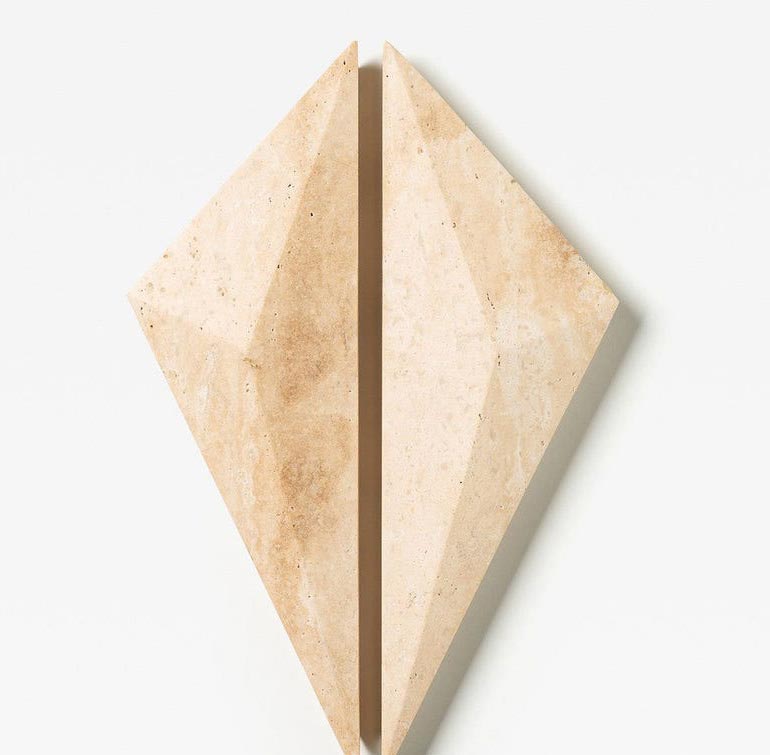 Beige Travertine Diamond Irregularity Big Marble Handles