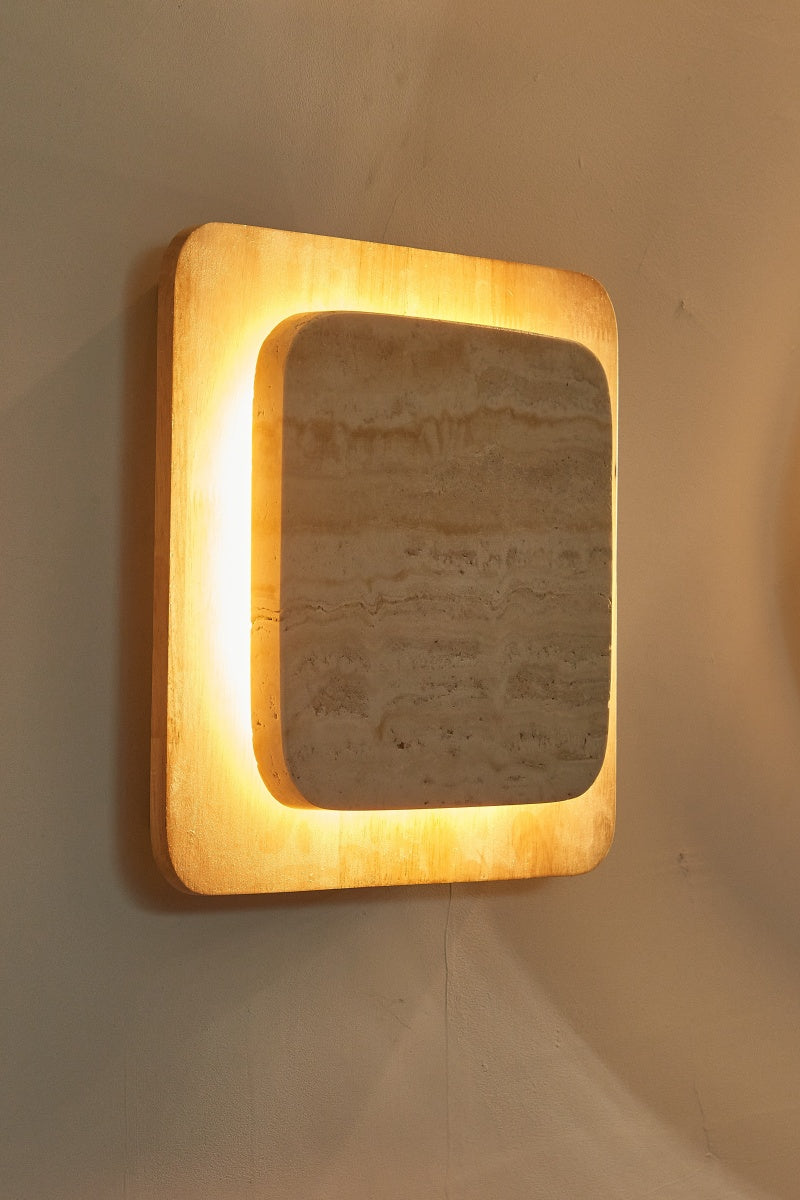 Square Beige Travertine Sconces