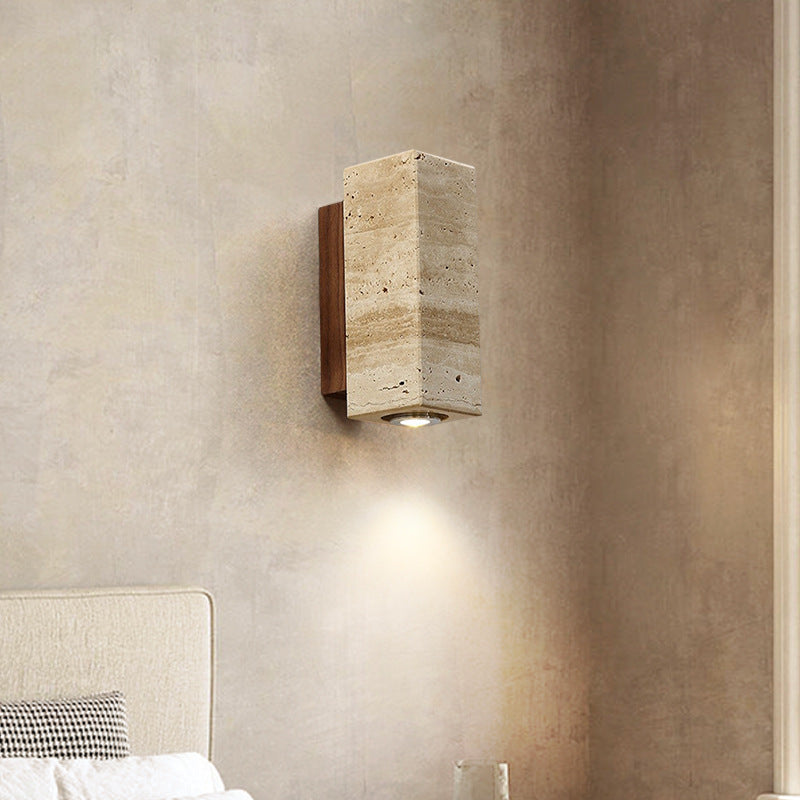 Beige Travertine Wall Lamp | Modern Natural Stone Sconce