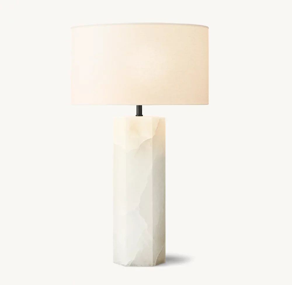 Calacatta White Marble Hexagonal Table Lamp | Luxury Italian Lighting