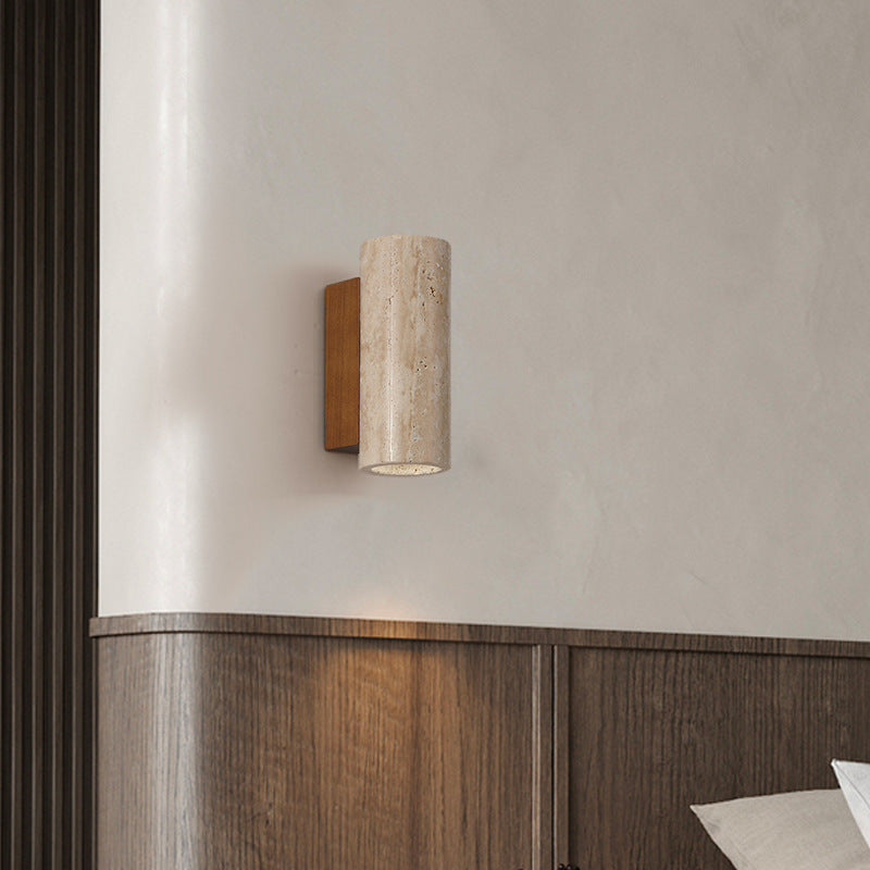 Beige Travertine Wall Lamp | Modern Natural Stone Sconce