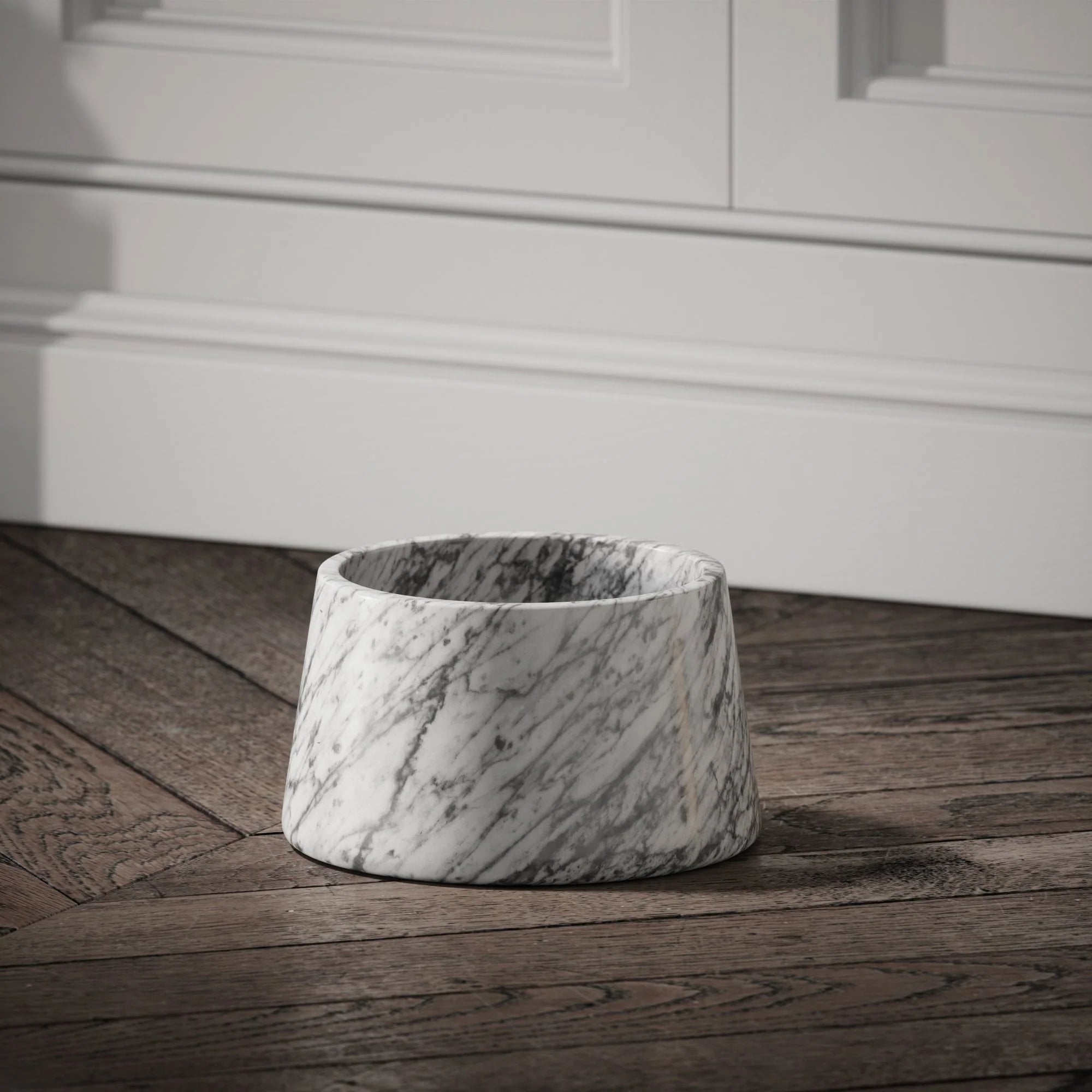 Carrara White Marble Dog Bowls | Italian Stone Pet Accessories