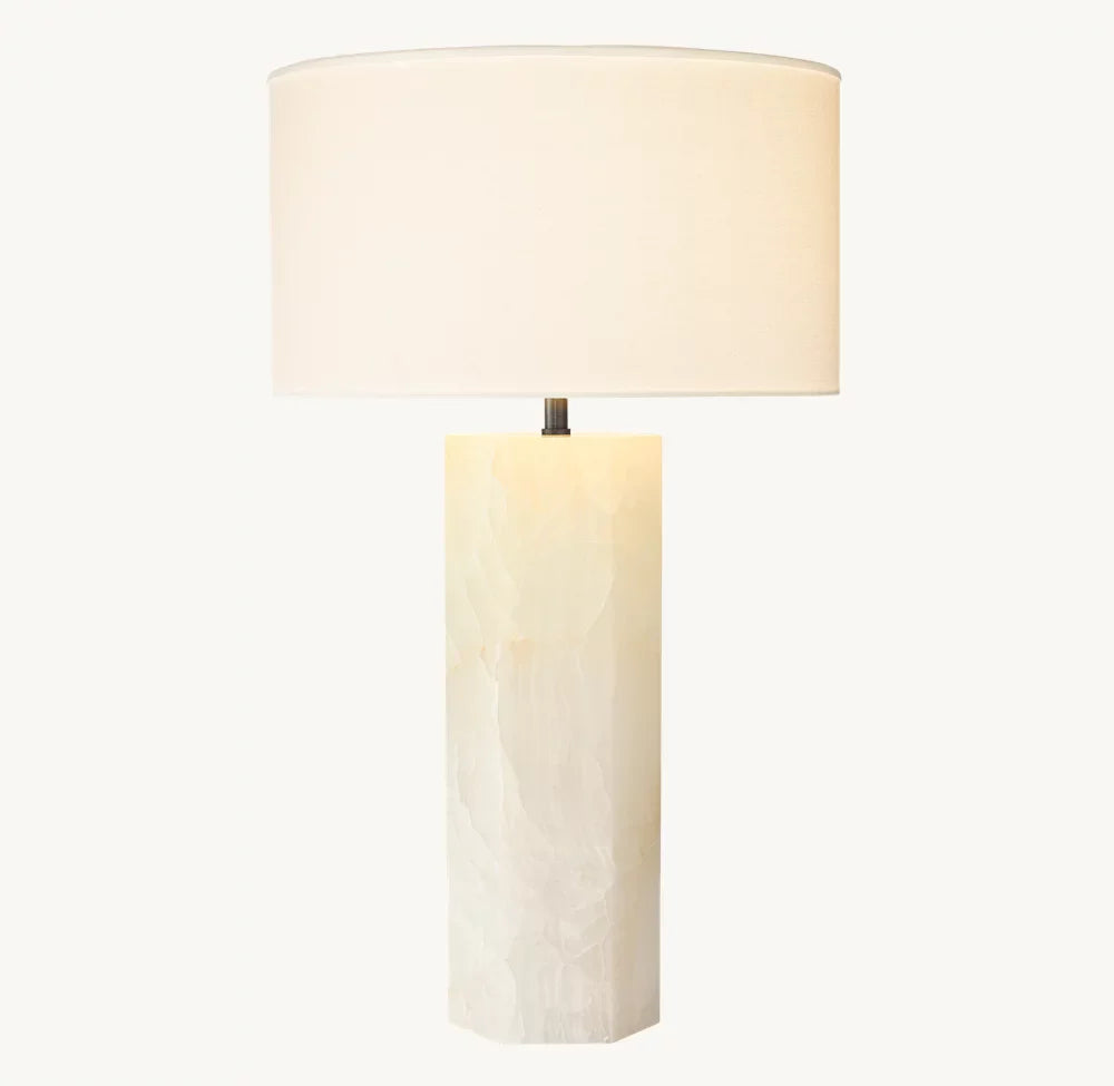 Calacatta White Marble Hexagonal Table Lamp | Luxury Italian Lighting