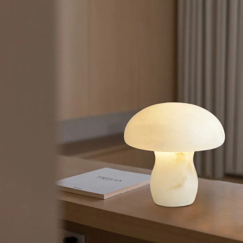 Mushroom Cosy White Onyx Table Lamp | Natural Stone Lighting