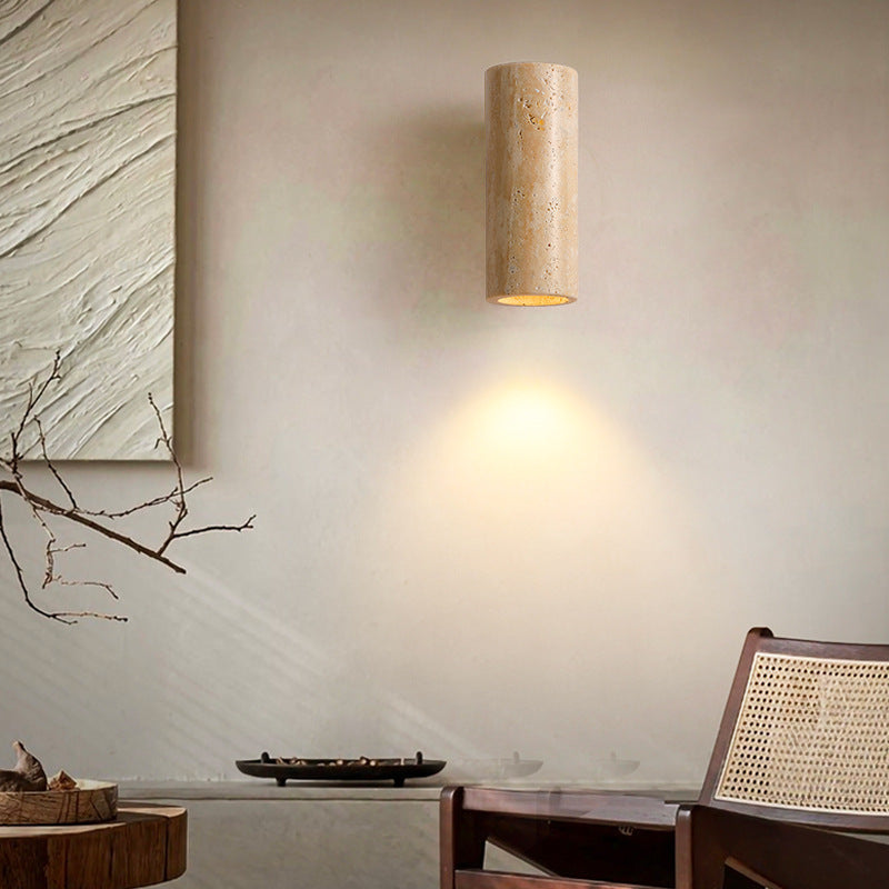 Beige Travertine Wall Lamp | Modern Natural Stone Sconce