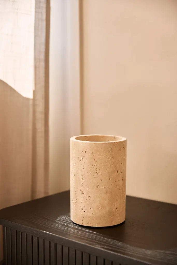 Travertine Stone Vases Cup Like | Natural Stone Decorative Vessel