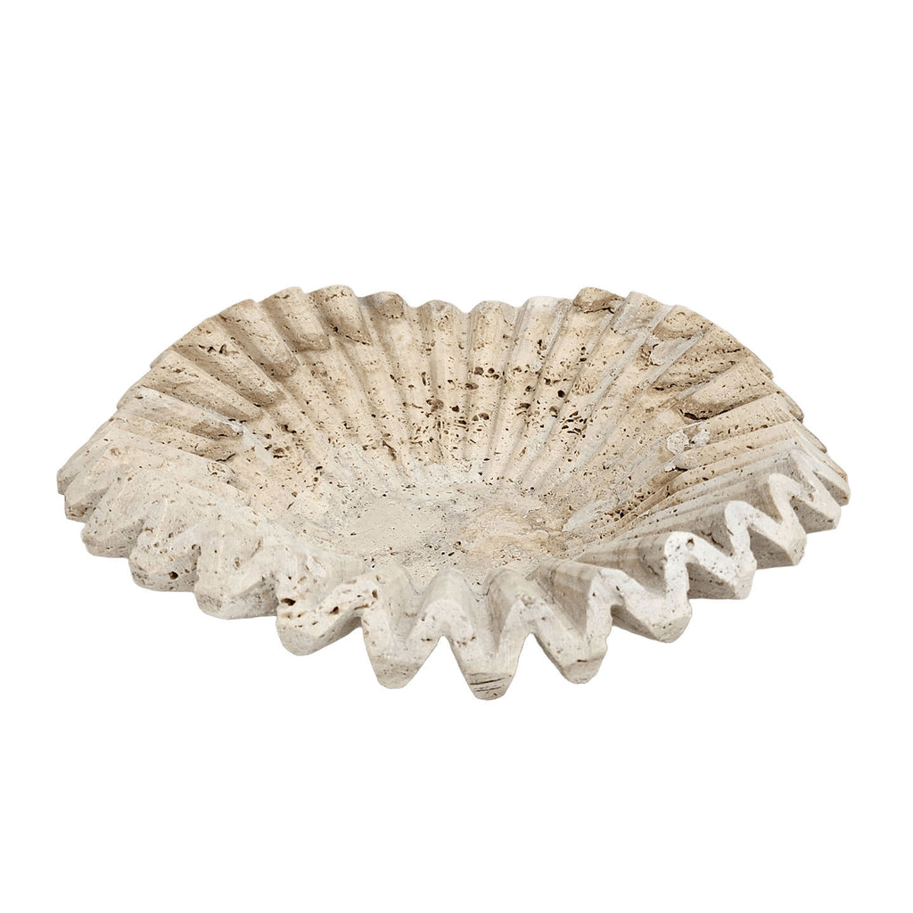 Beige Travertine Fruit Bowls - Natural Stone Centerpiece Bowl