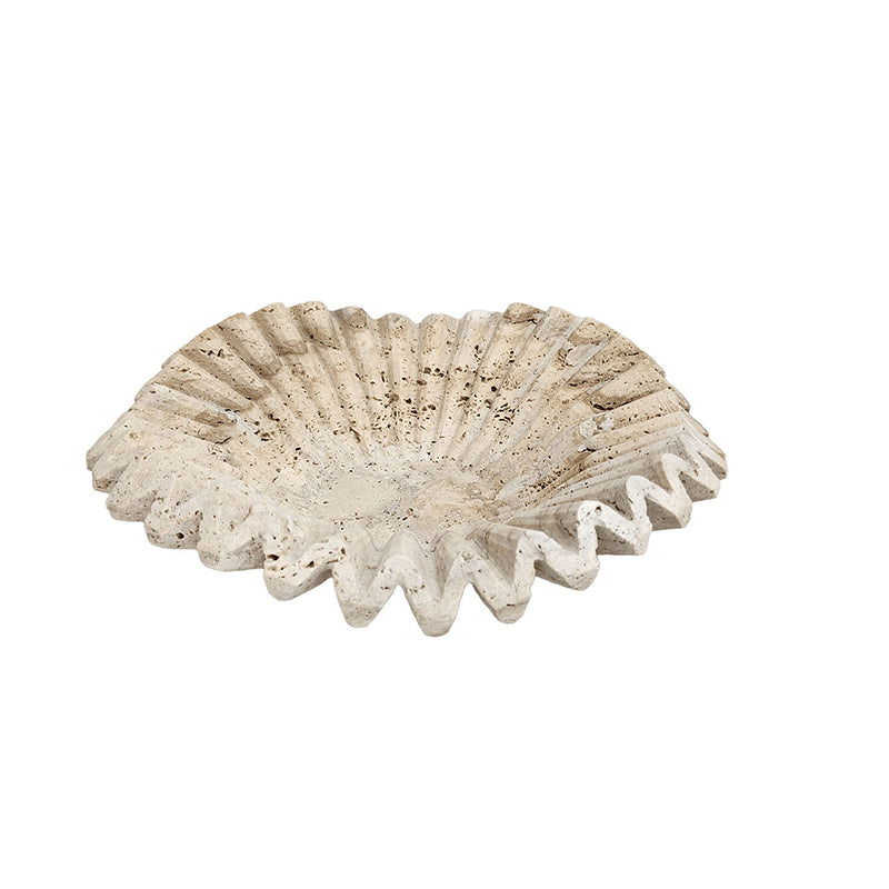 Beige Travertine Fruit Bowls - Natural Stone Centerpiece Bowl