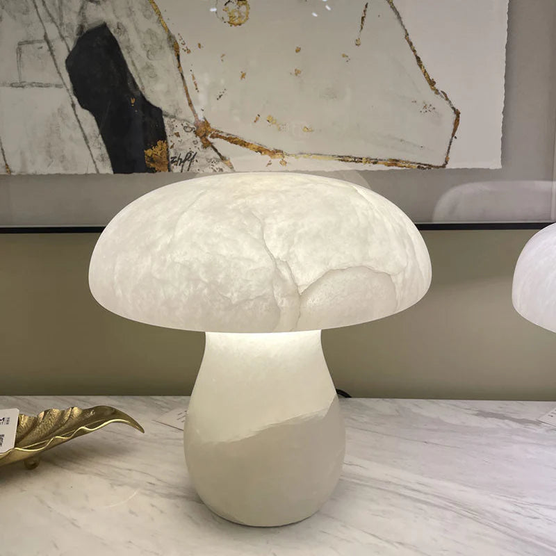 Mushroom Cosy White Onyx Table Lamp | Natural Stone Lighting