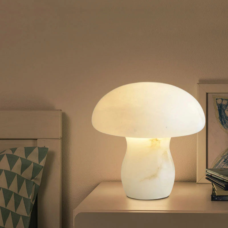 Mushroom Cosy White Onyx Table Lamp | Natural Stone Lighting