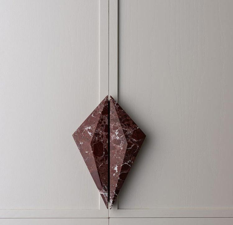 Rosso Levanto Diamond Irregular Big Marble Handles