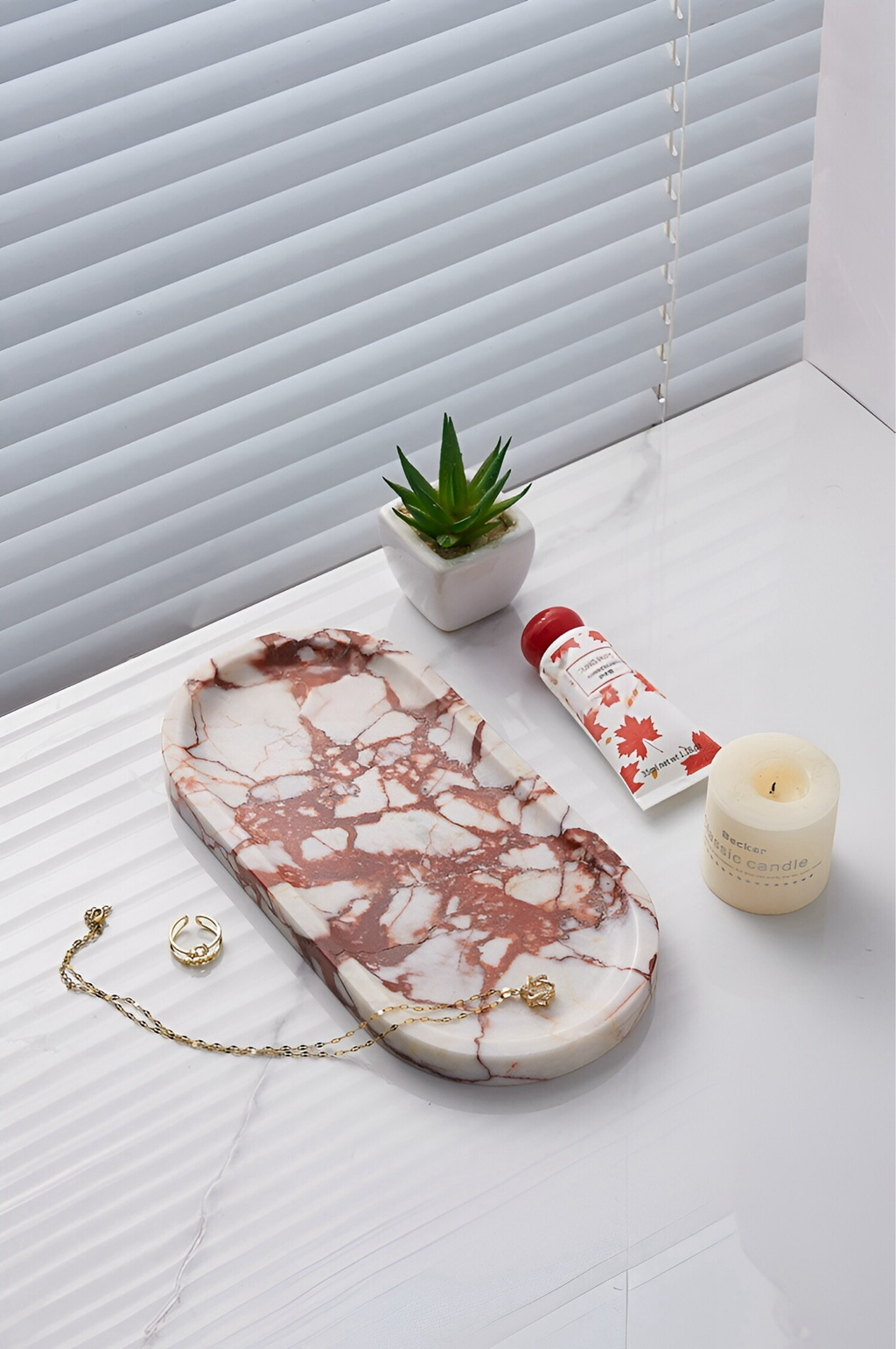 Calacatta Red Oval Marble Trays