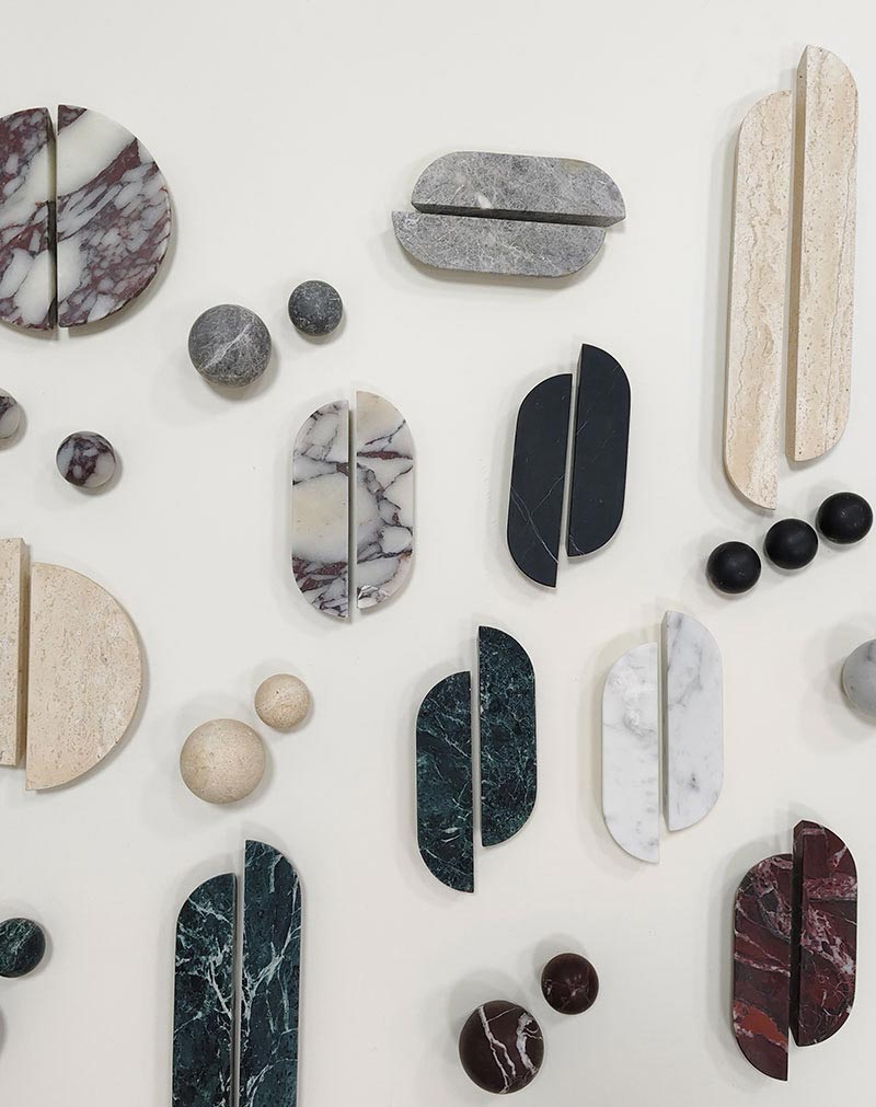 Small Oval Natural Marble Handles