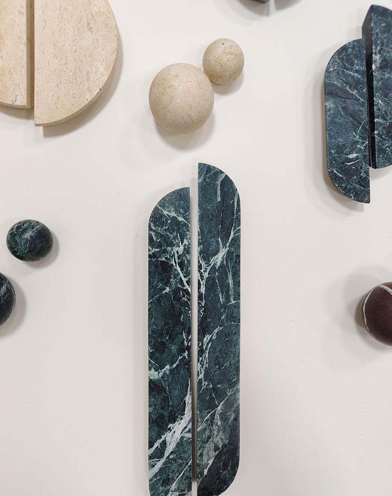 Dark Green Small Oval Marble Handles