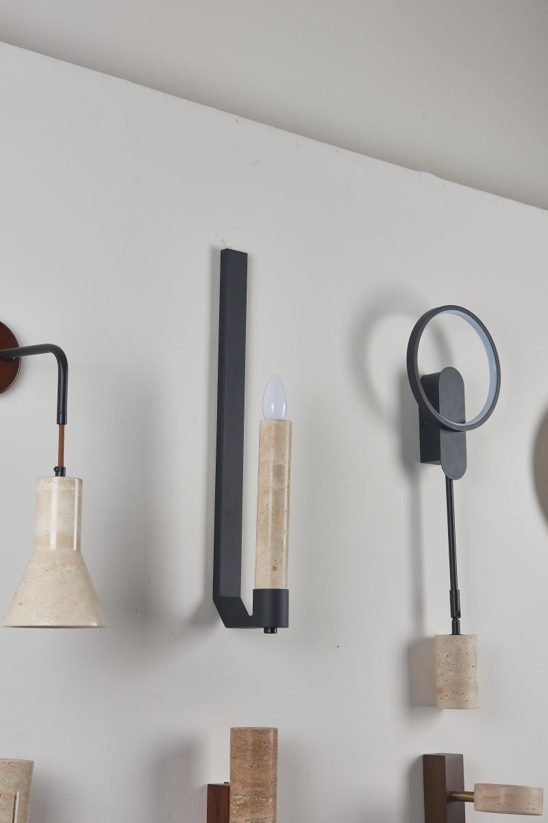 Polished Beige Travertine Candle Sconces