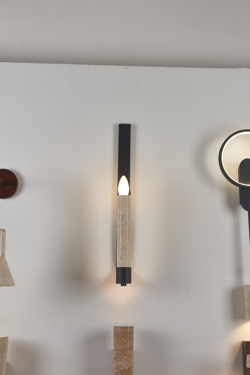 Polished Beige Travertine Candle Sconces