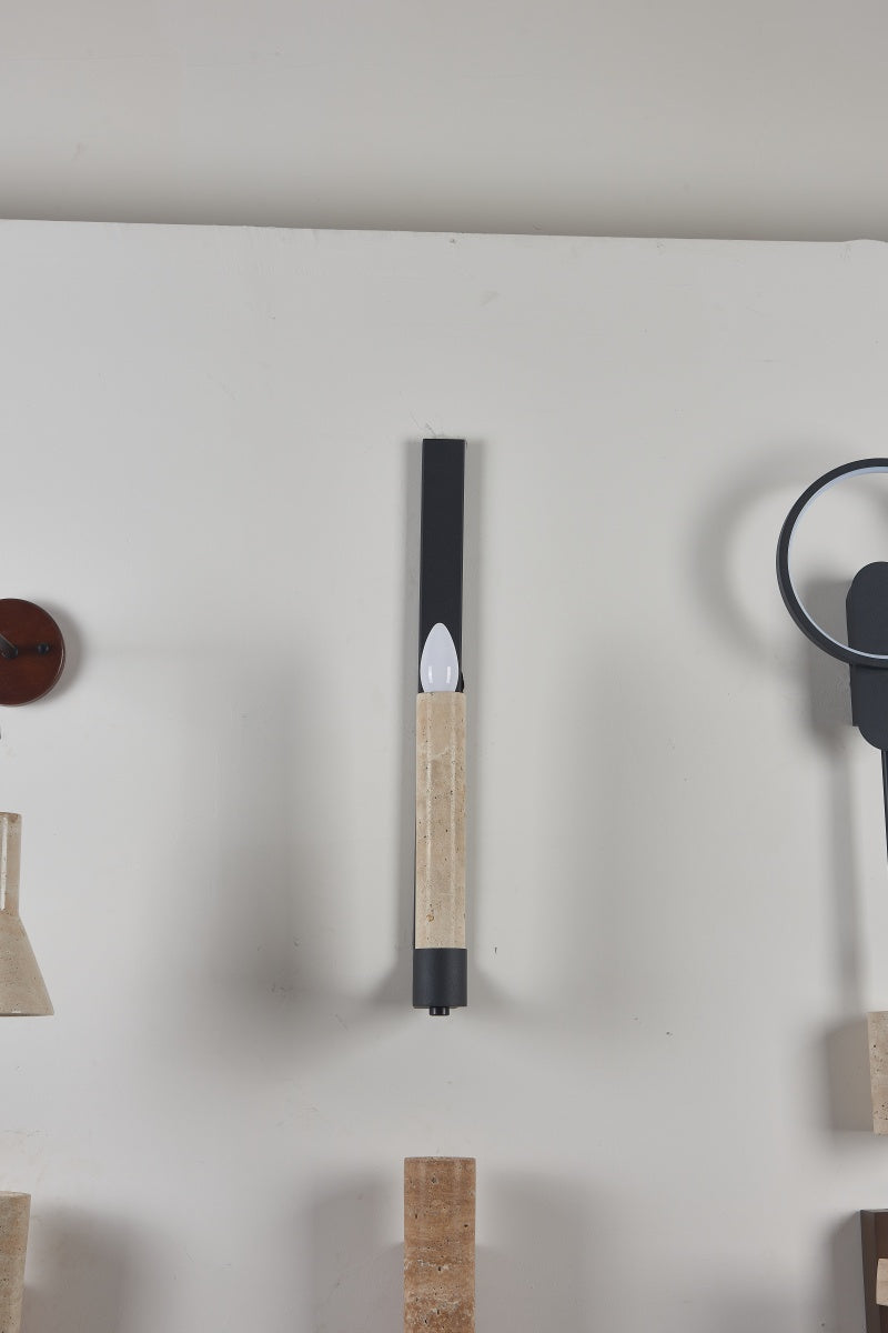 Polished Beige Travertine Candle Sconces