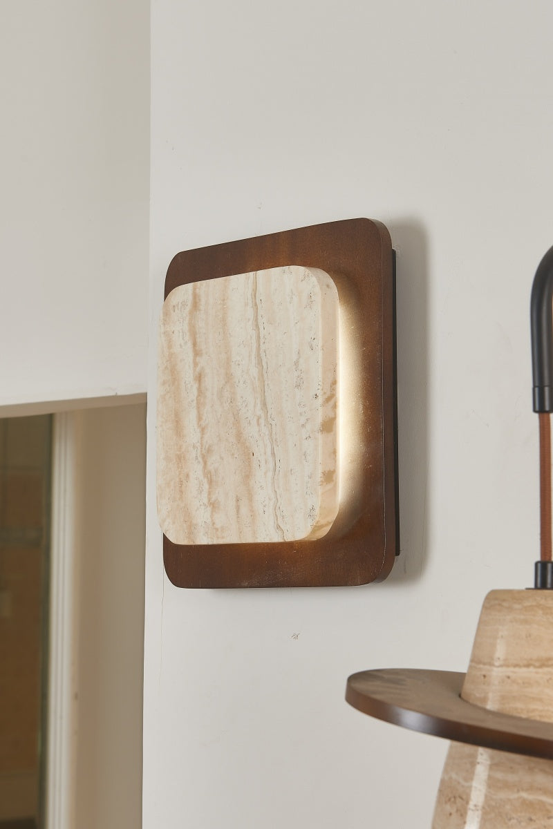 Square Beige Travertine Sconces