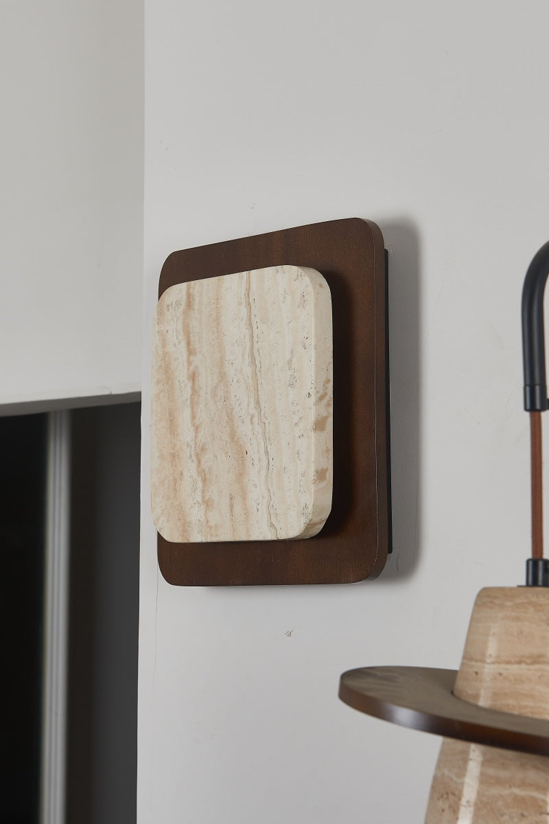 Square Beige Travertine Sconces