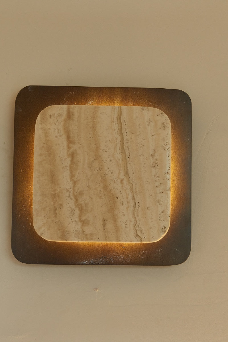 Square Beige Travertine Sconces