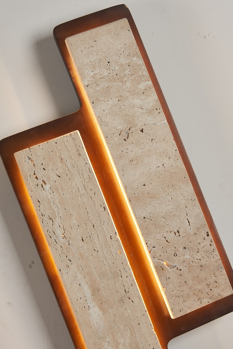 Beige Travertine Double Rectangle Sconces