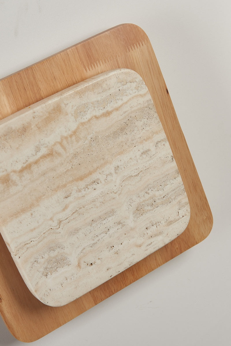 Square Beige Travertine Sconces