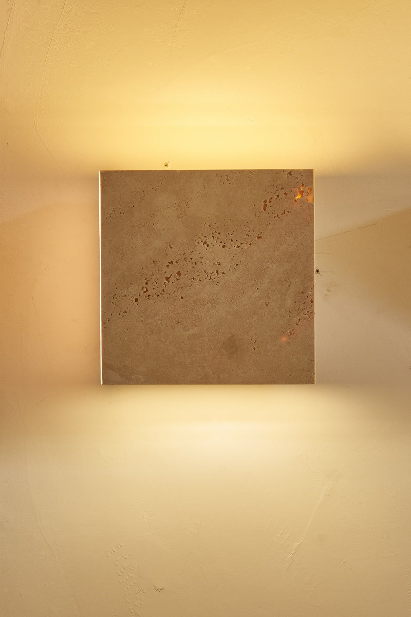 Beige Travertine Square Box Sconces