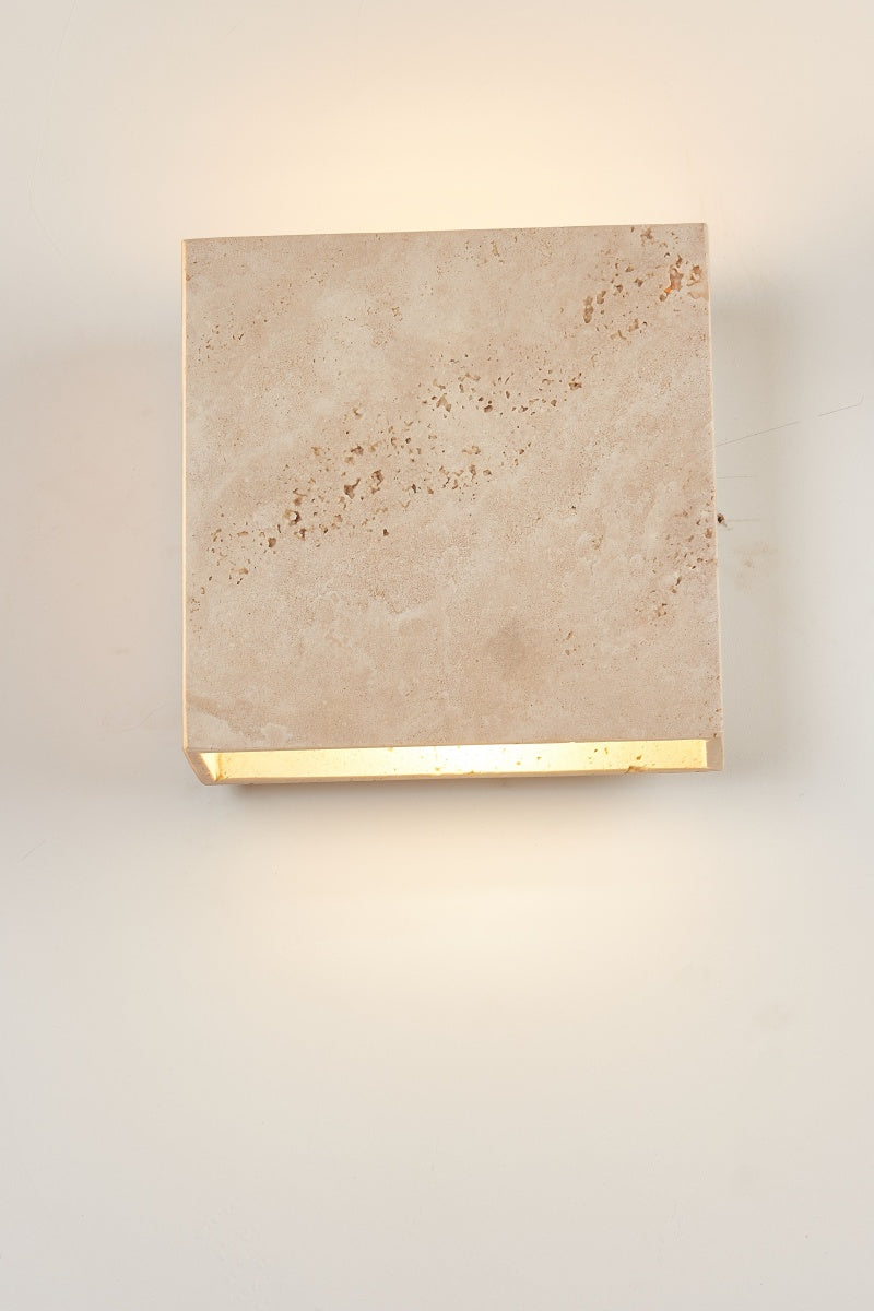 Beige Travertine Square Box Sconces