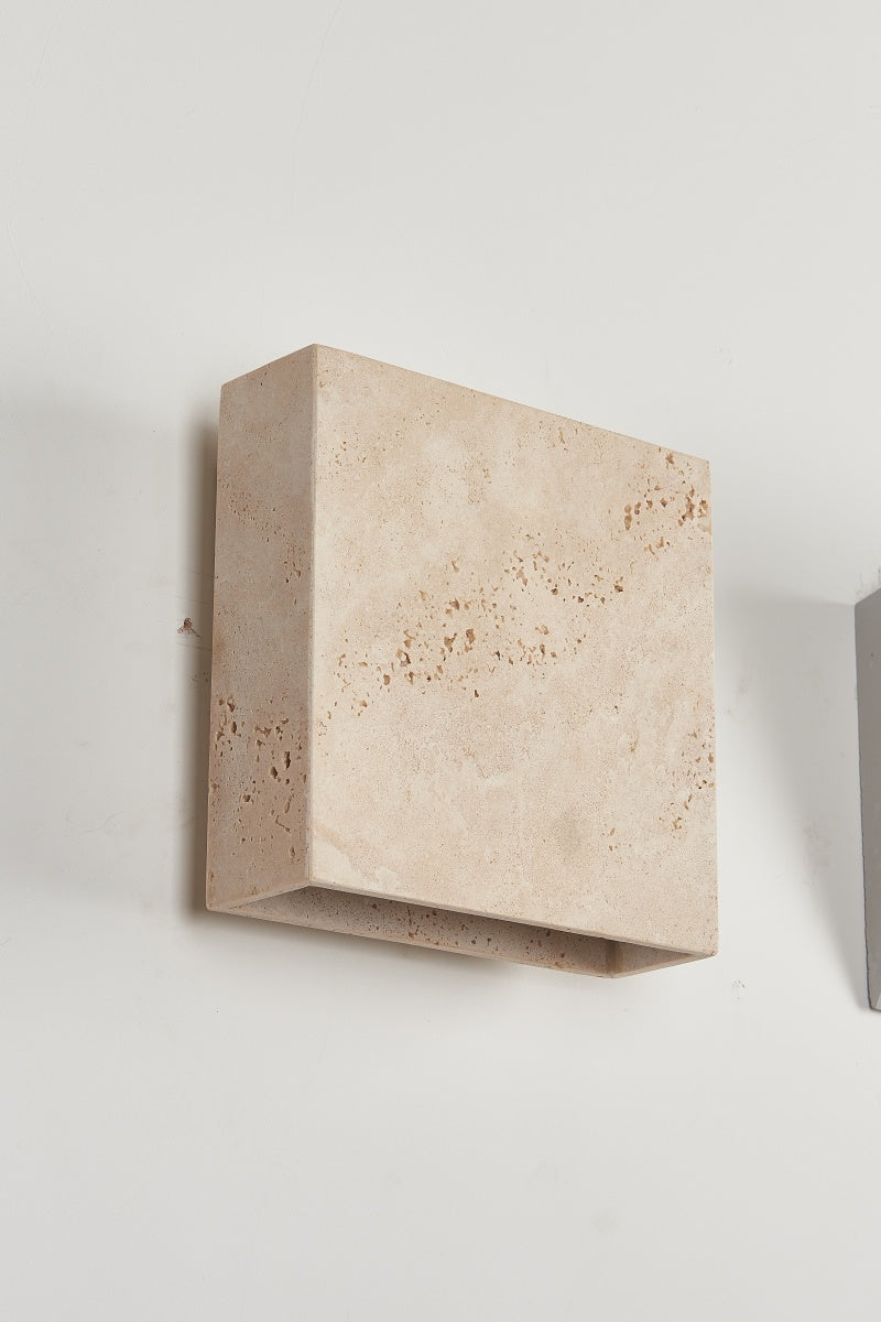 Beige Travertine Square Box Sconces