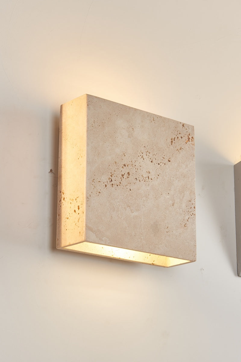Beige Travertine Square Box Sconces