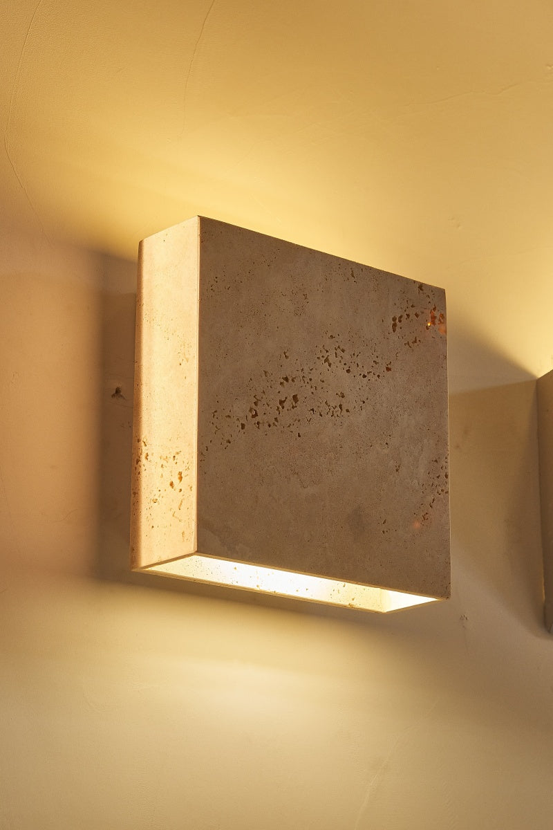 Beige Travertine Square Box Sconces