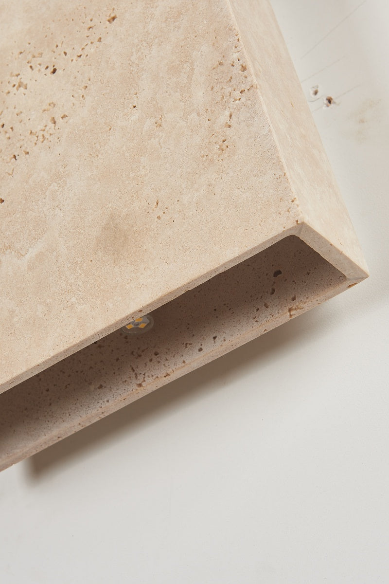 Beige Travertine Square Box Sconces