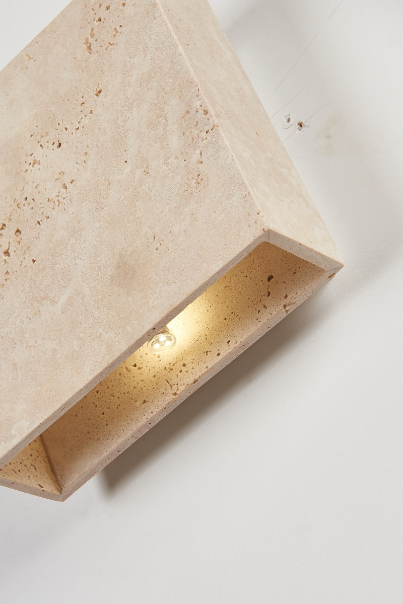 Beige Travertine Square Box Sconces