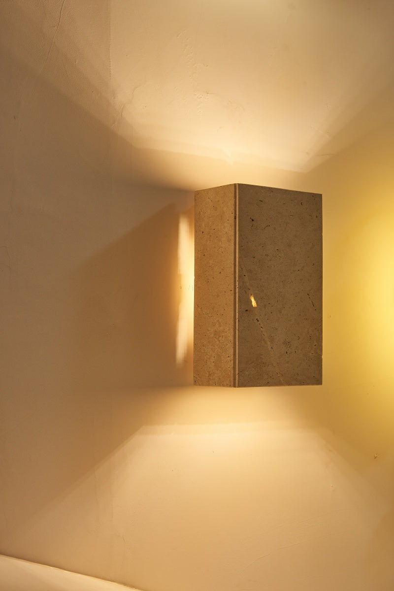Beige Travertine Rectangle Box Sconces