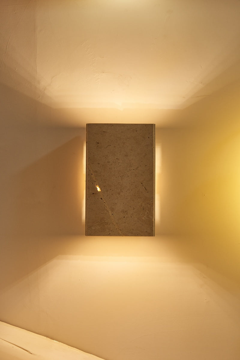 Beige Travertine Rectangle Box Sconces