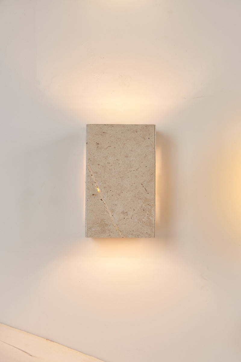 Beige Travertine Rectangle Box Sconces