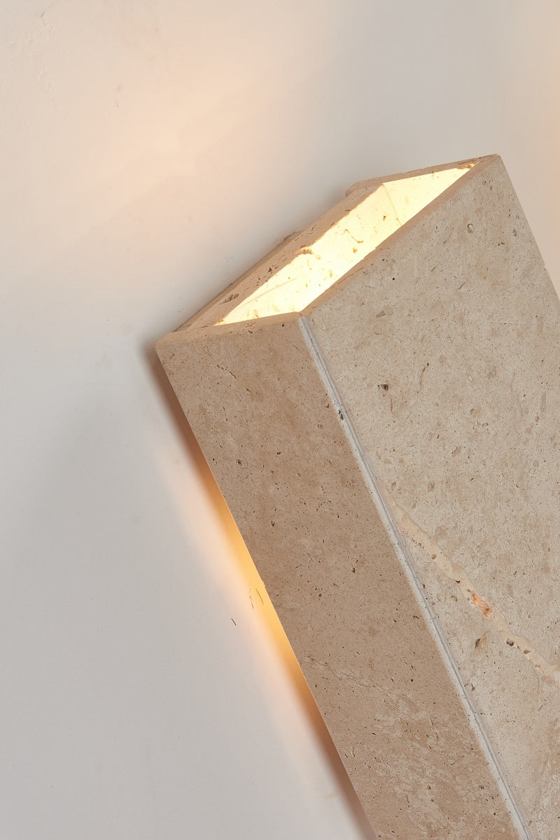 Beige Travertine Rectangle Box Sconces