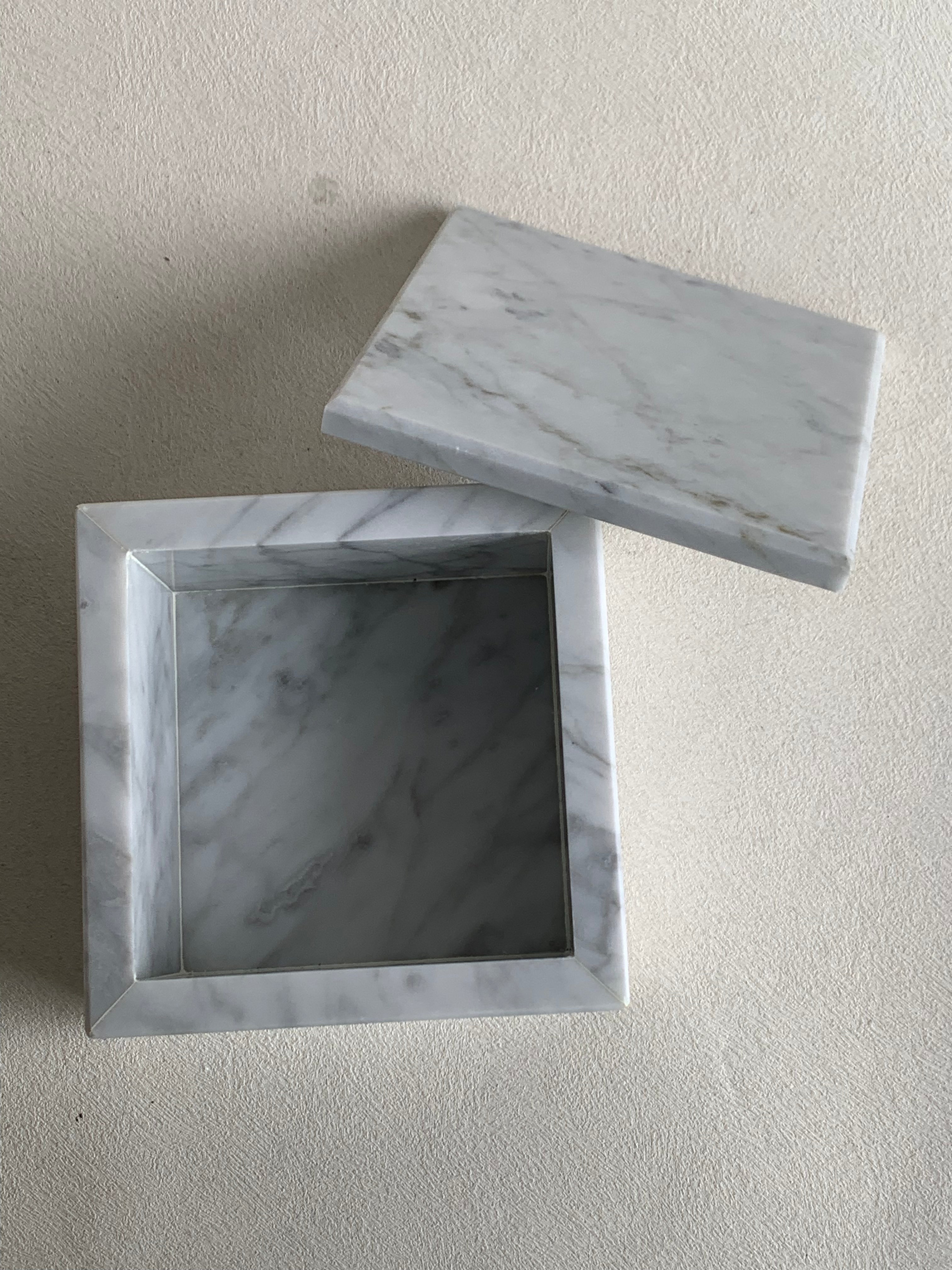Carrara Marble Vanity Boxes | Italian Marble Storage Decor