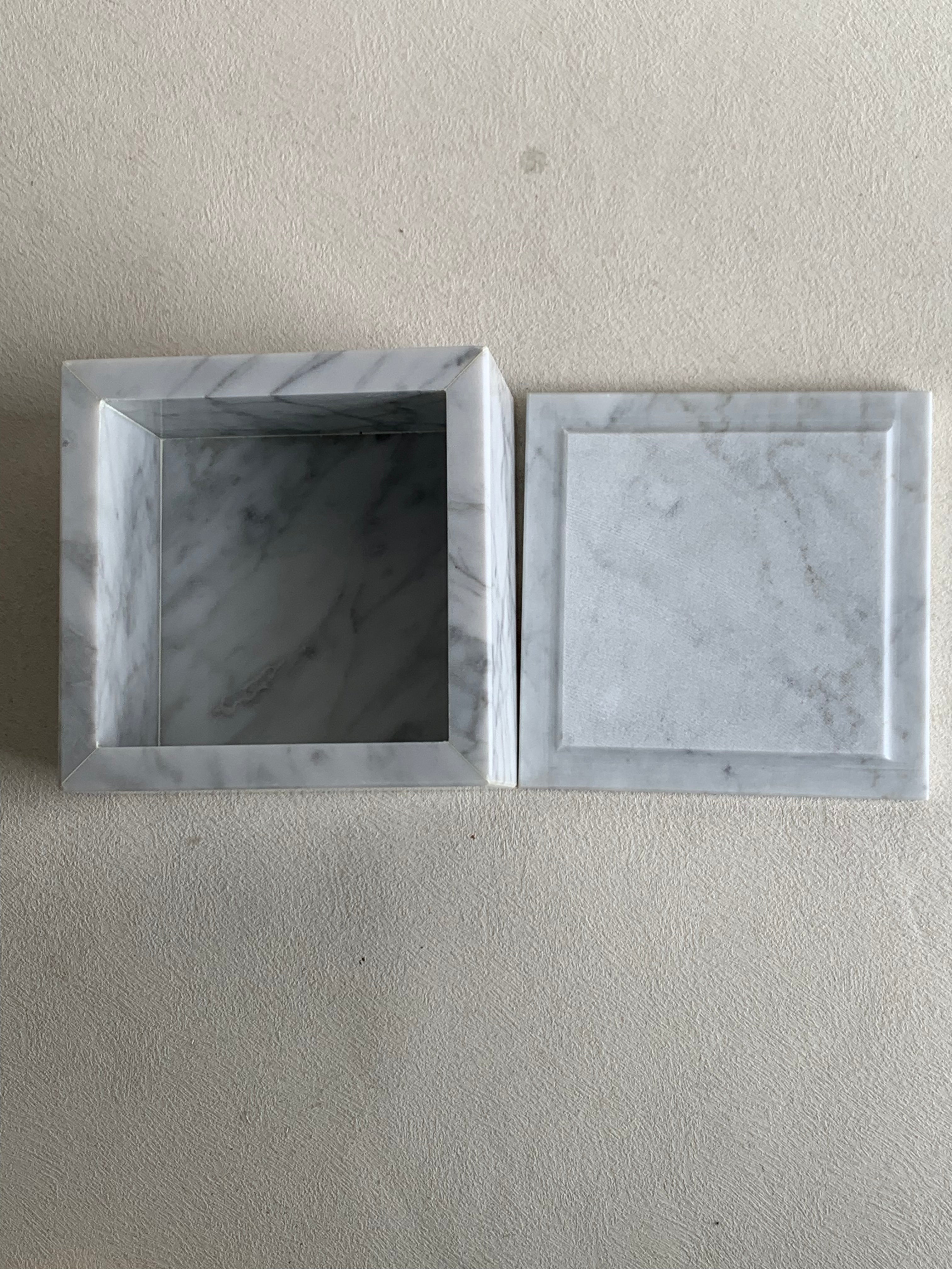 Carrara Marble Vanity Boxes | Italian Marble Storage Decor