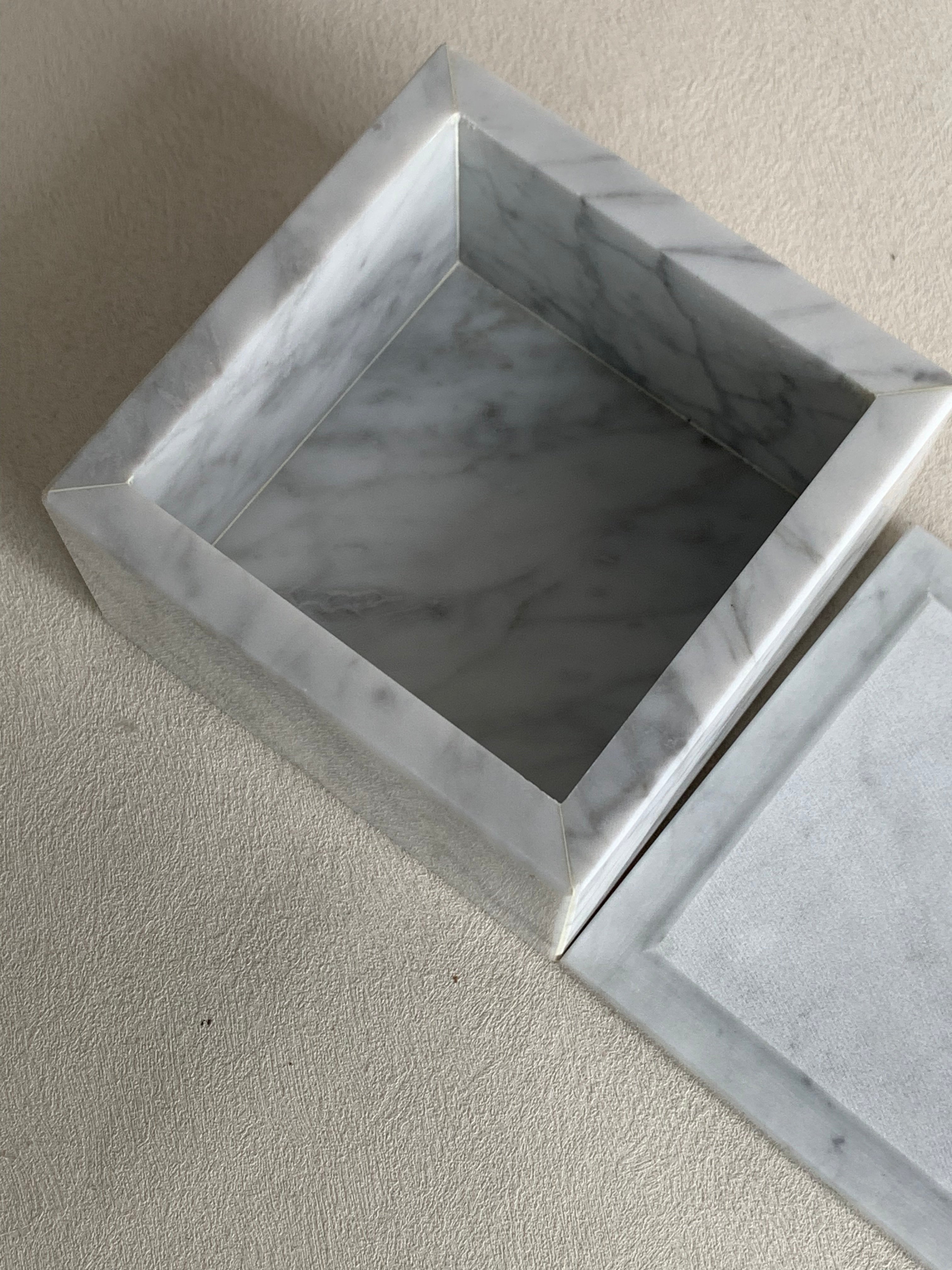 Carrara Marble Vanity Boxes | Italian Marble Storage Decor