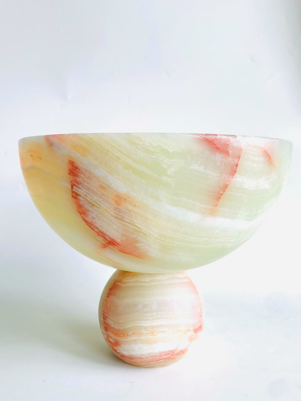 Green Onyx Round Fruit Bowl | Natural Stone Decorative Vessel