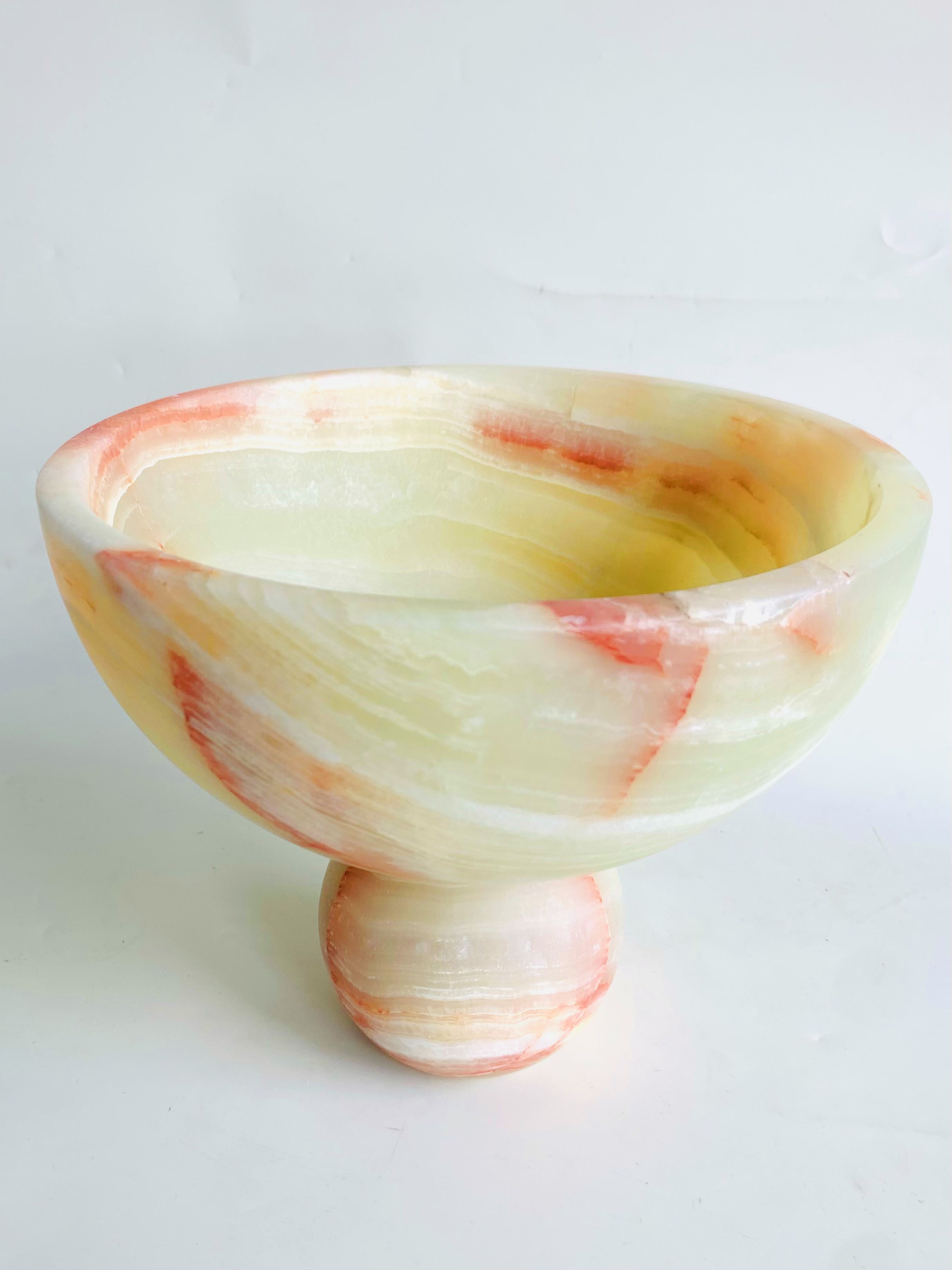 Green Onyx Round Fruit Bowl | Natural Stone Decorative Vessel