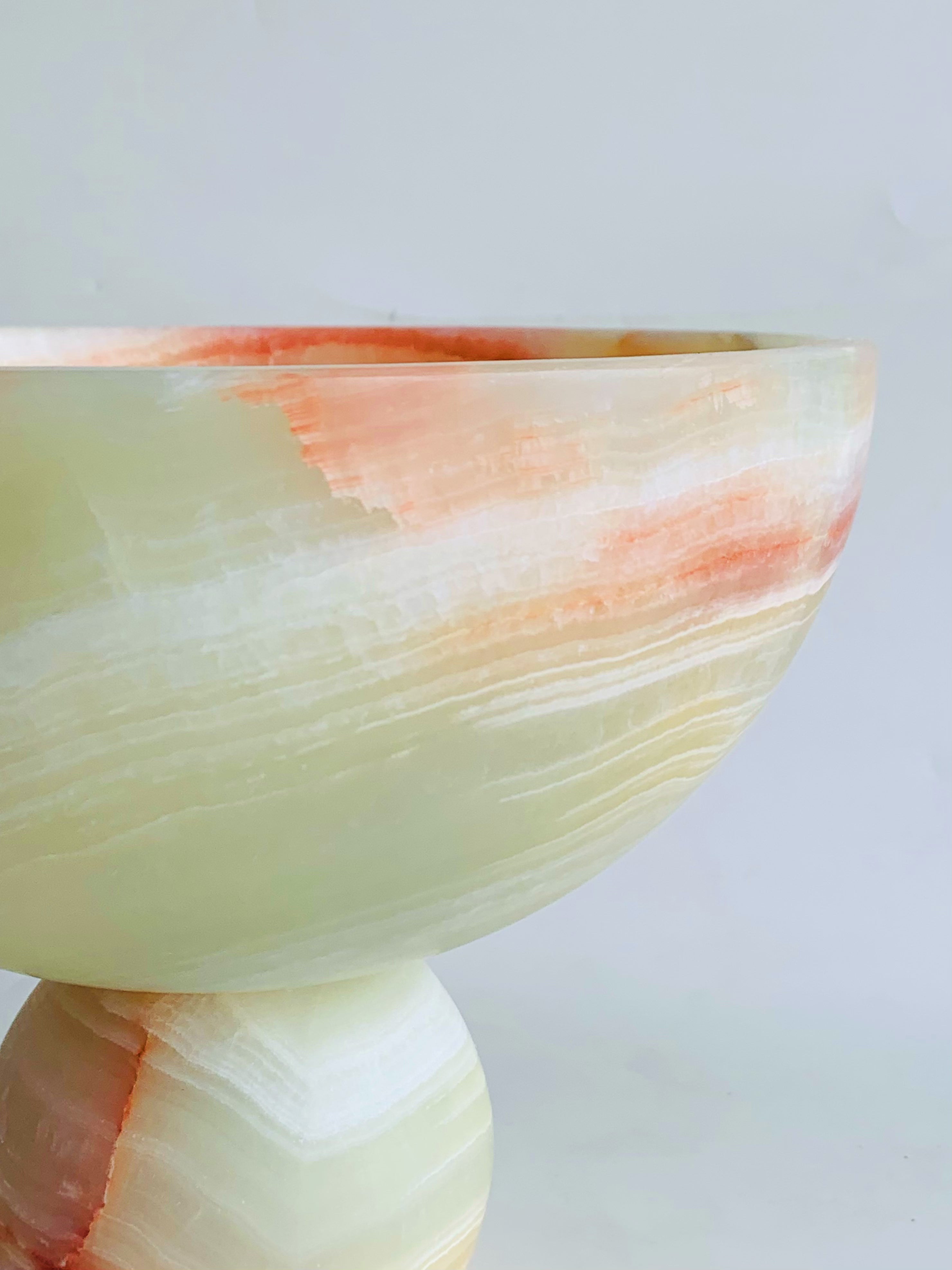Green Onyx Round Fruit Bowl | Natural Stone Decorative Vessel