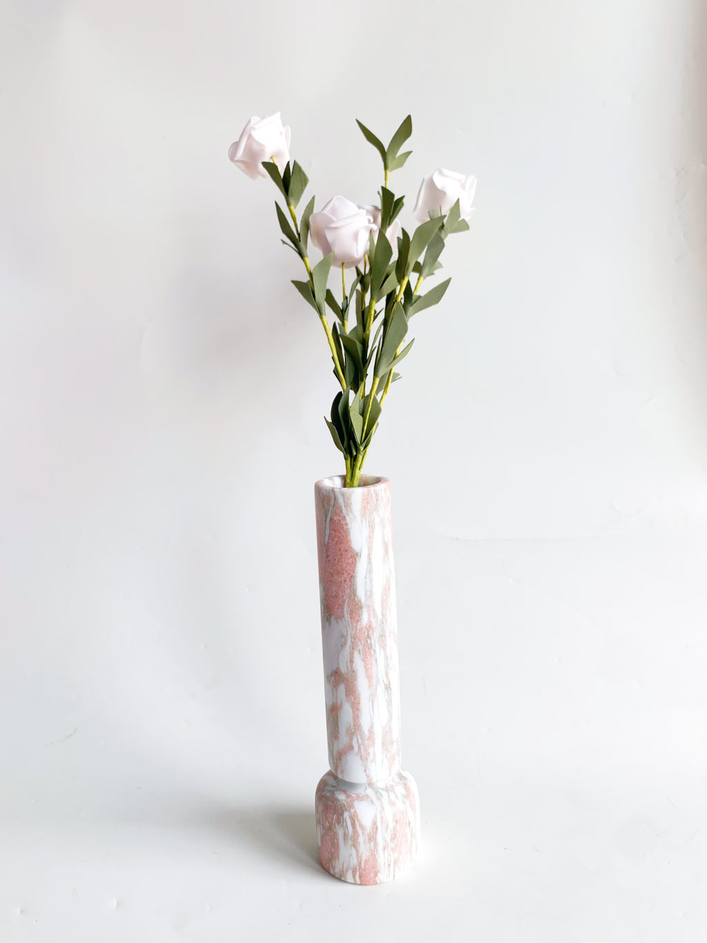 Norwegian Rose Dry Flower Vase | Pink Marble Decorative Vessel