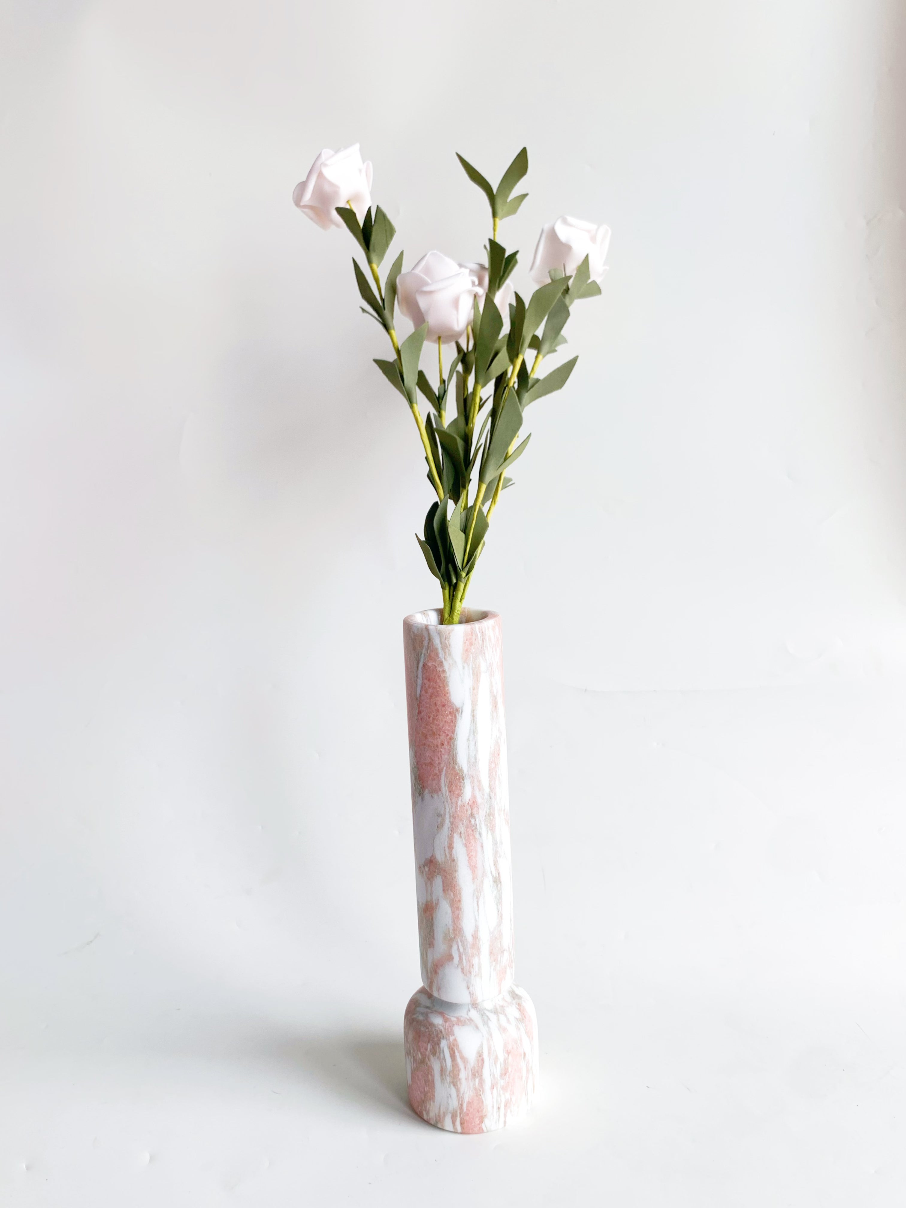 Norwegian Rose Dry Flower Vase | Pink Marble Decorative Vessel