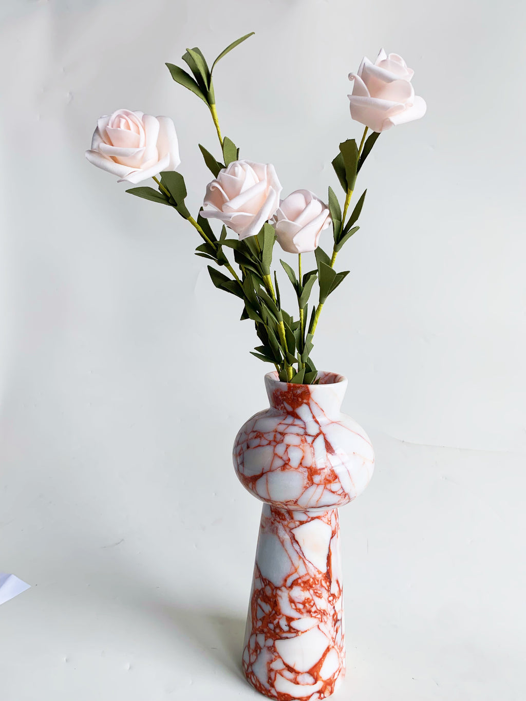Calacatta Red Marble Dry Flower Vase | Italian Stone Decorative Vessel