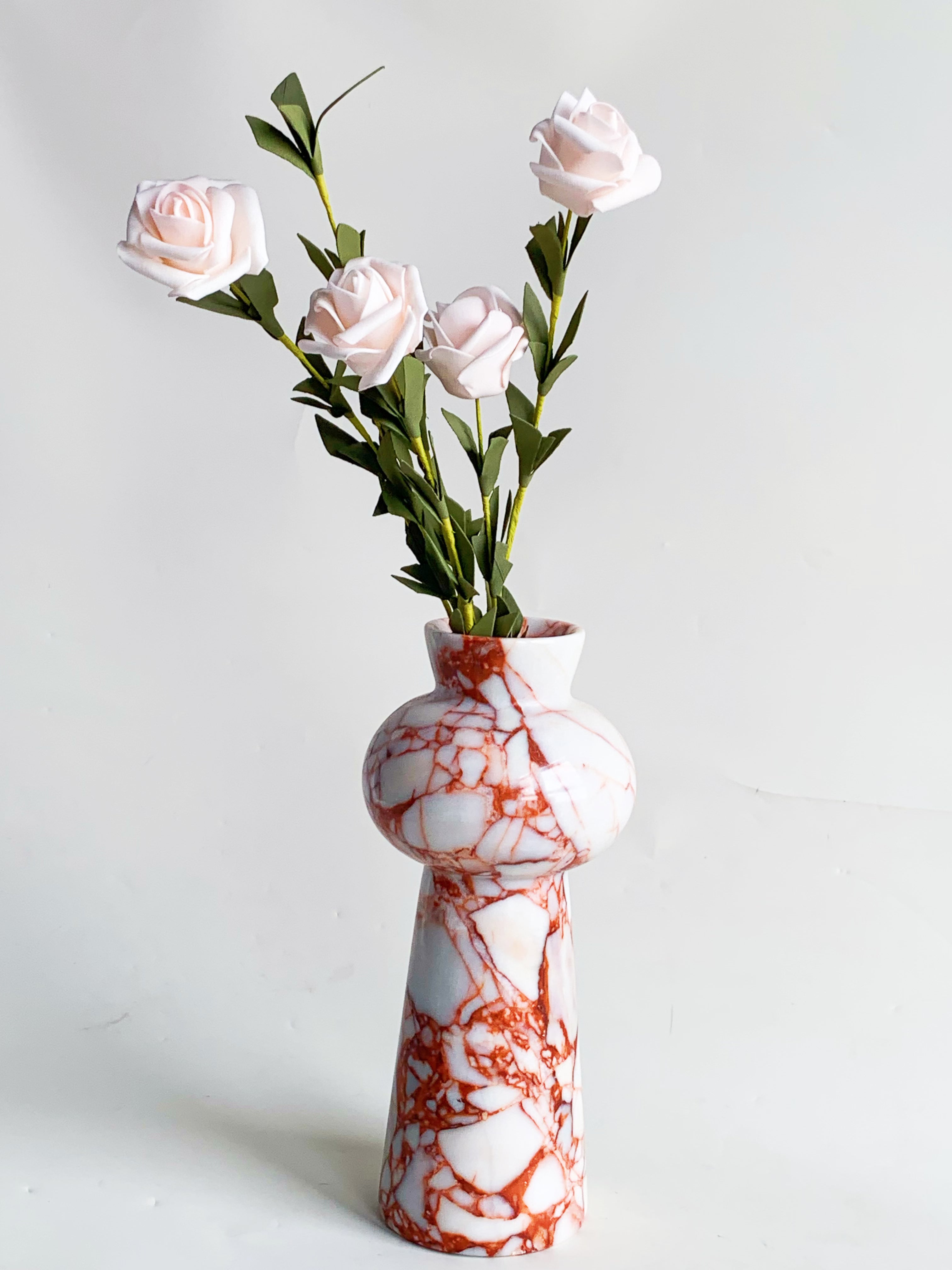 Calacatta Red Marble Dry Flower Vase | Italian Stone Decorative Vessel